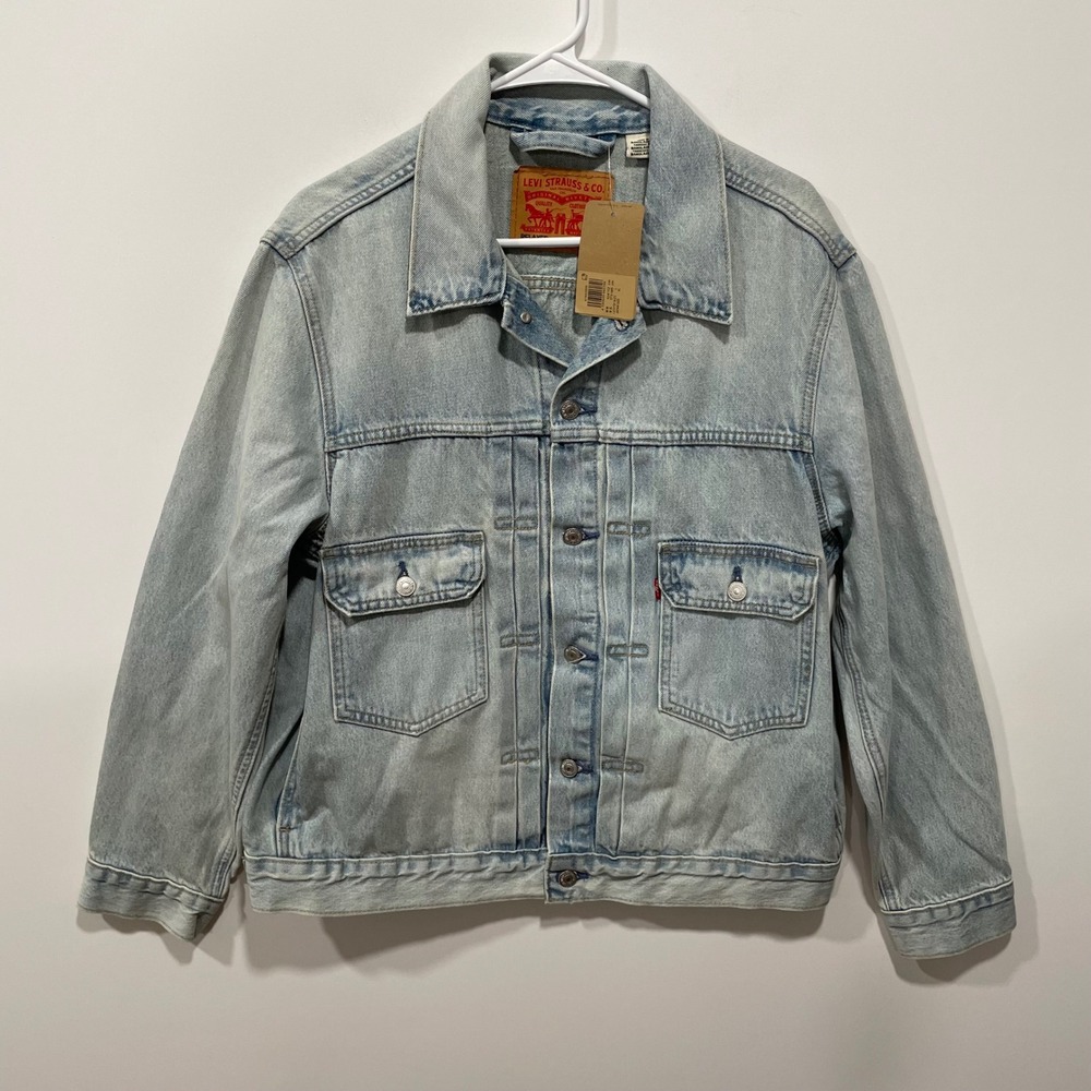 Levis Relaxed Fit Trucker Jacket Mens Large Light Wash Denim Blue NWT‎